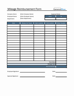 Mileage Reimbursement Form in Excel (Simple)