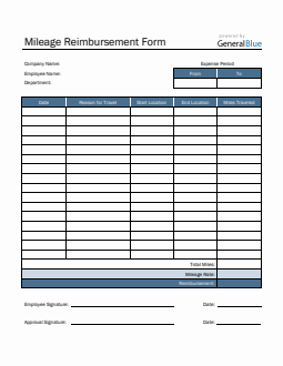 Mileage Reimbursement Form in Excel (Simple)