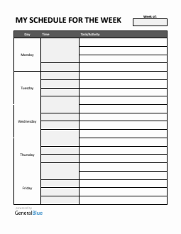 Free Basic Monday to Friday Schedule Template in Word