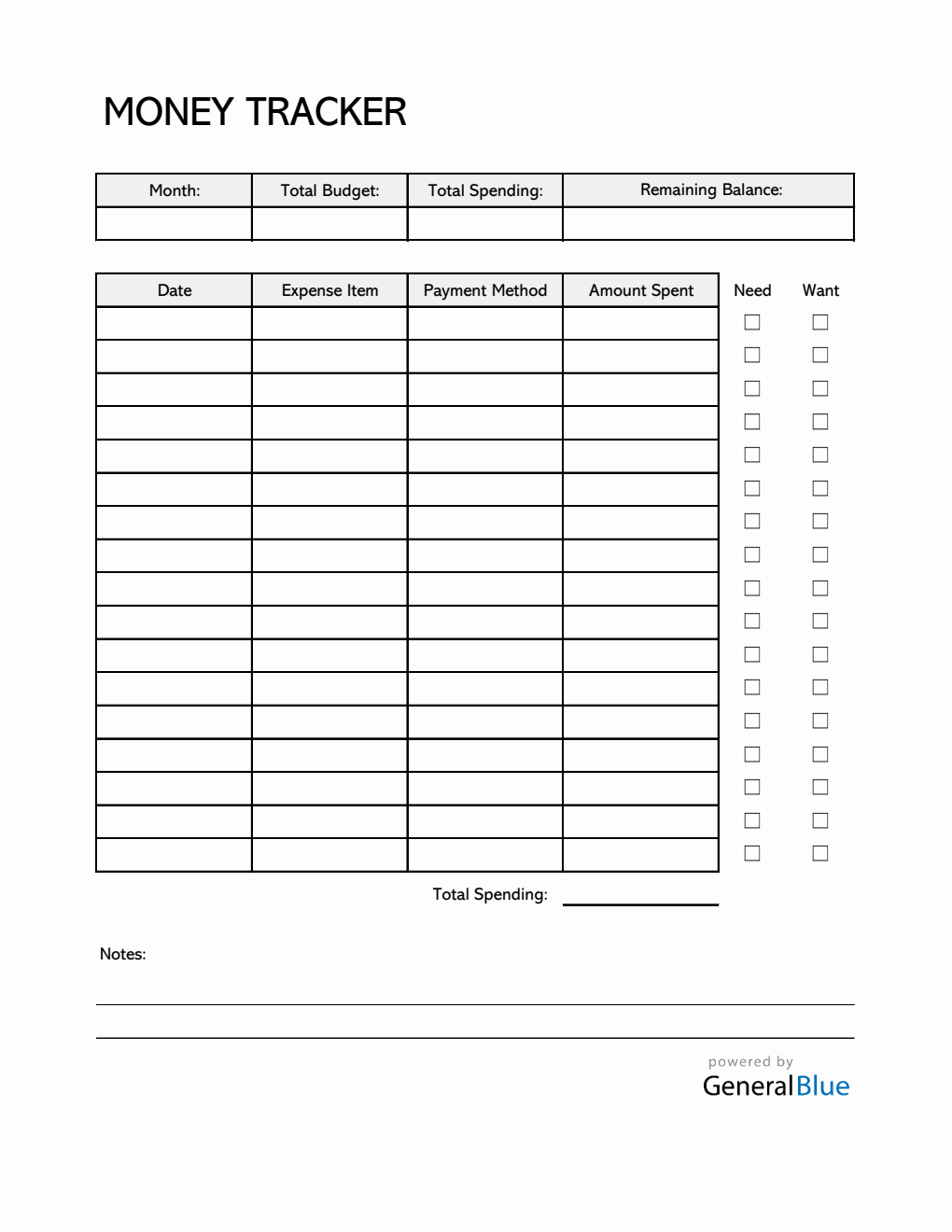 Simple Money Tracker in Excel