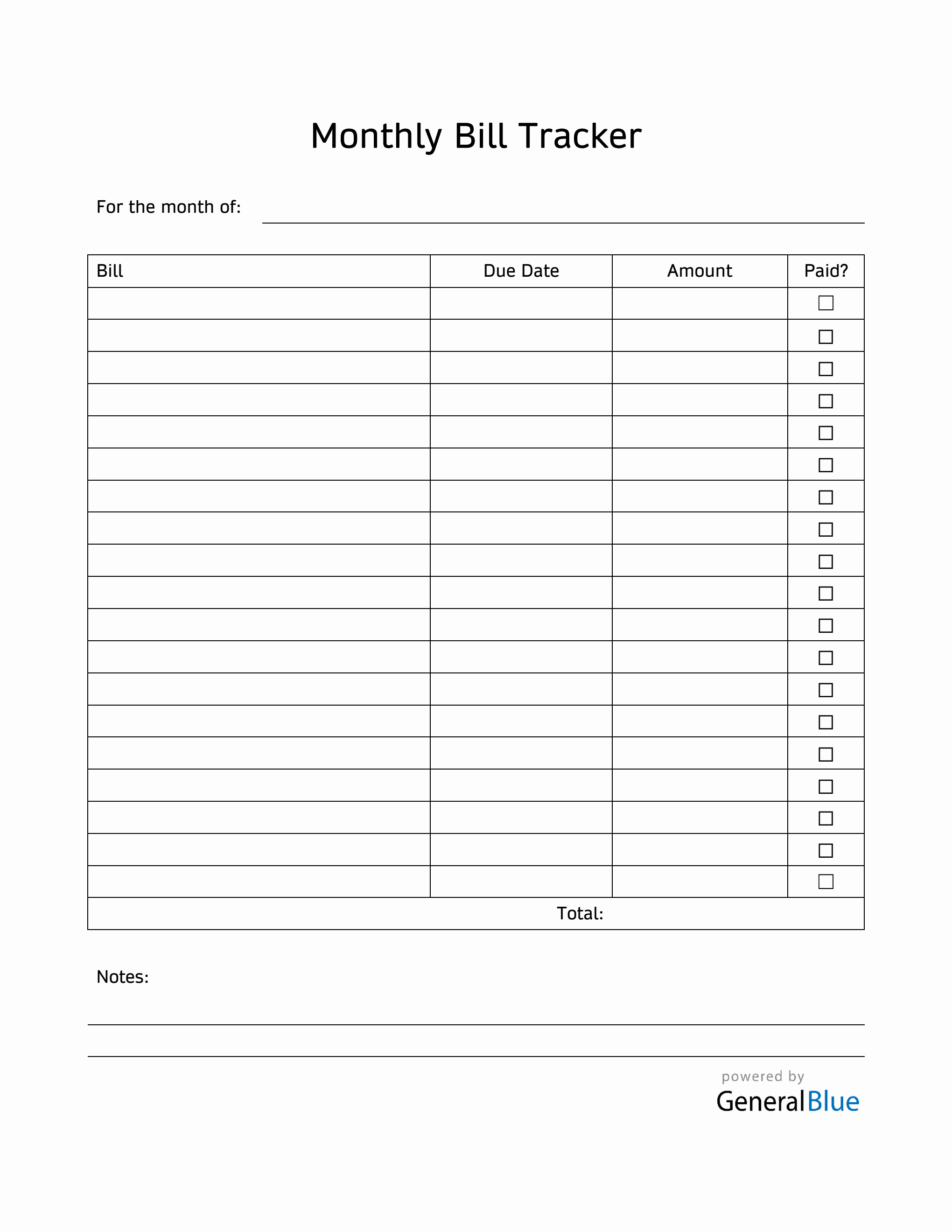 Bill Tracker, Bill Payment Printables