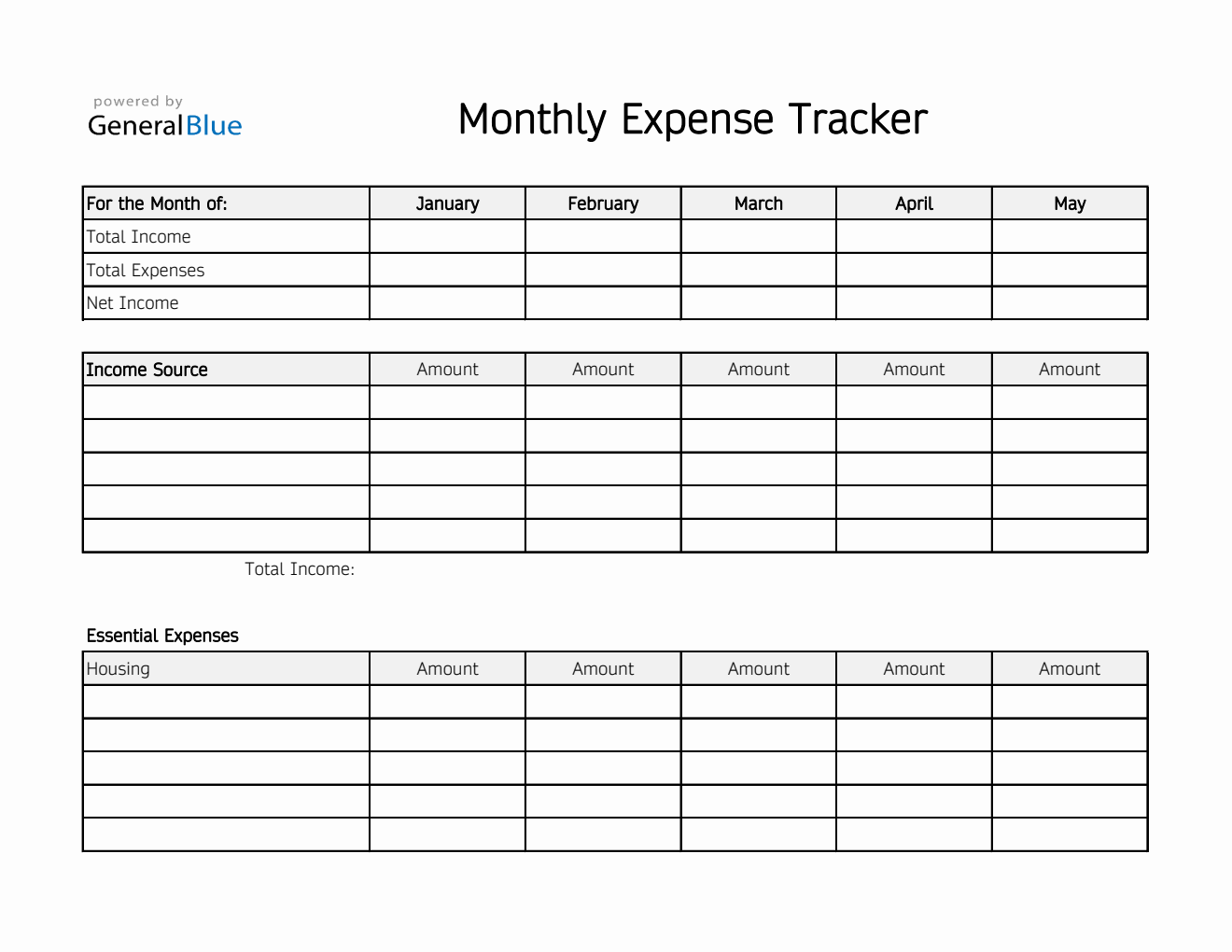 Monthly Expense Tracker in Excel (Simple)