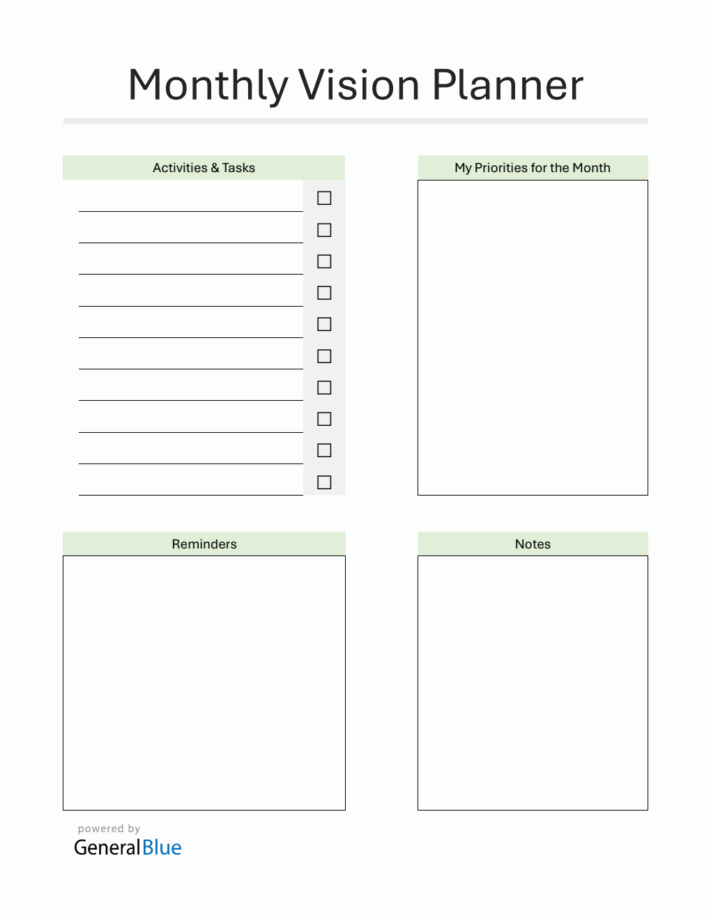 Free Monthly Planner Template Word (Basic)