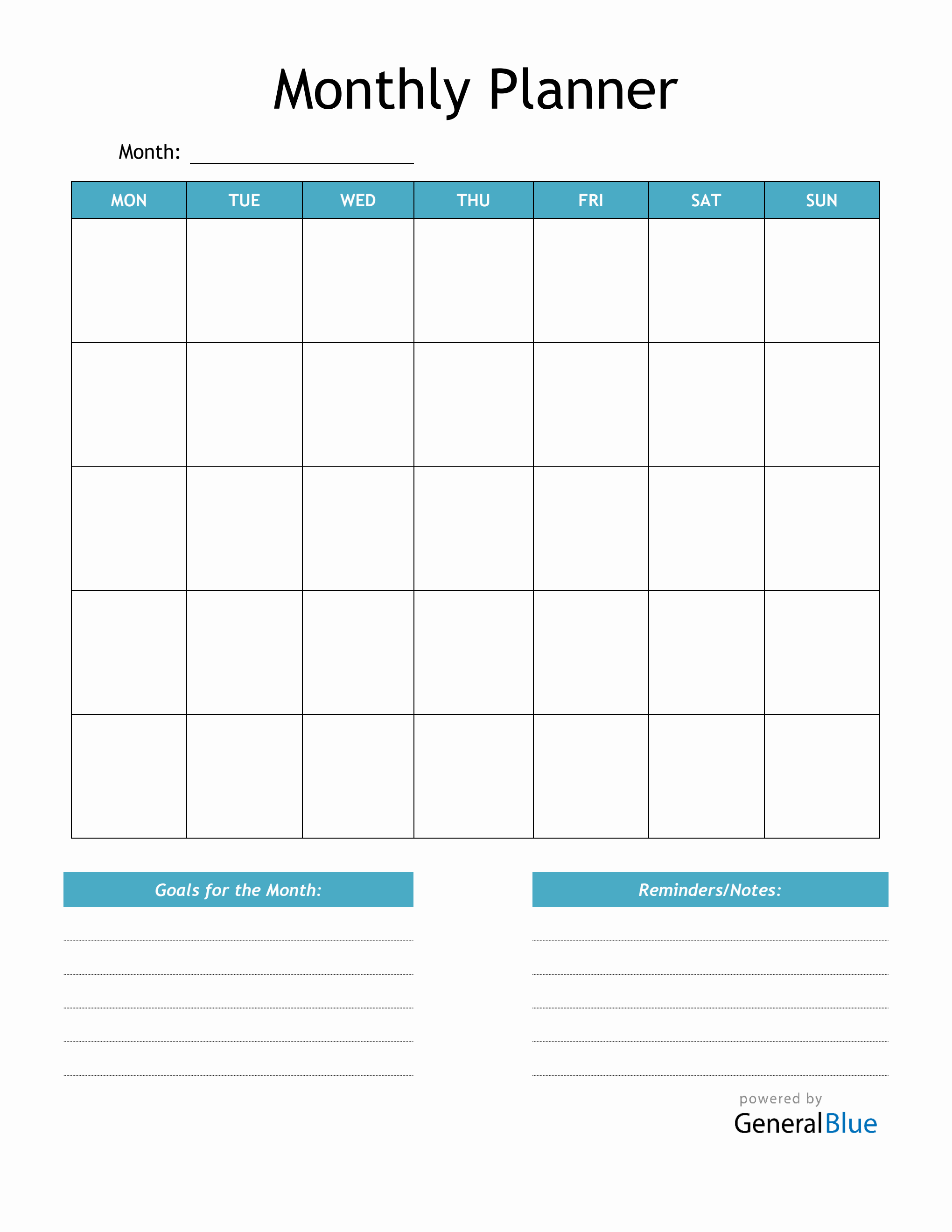 Monthly Planner in PDF