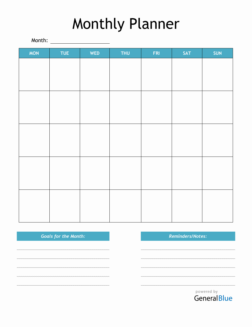 Monthly Planner in PDF