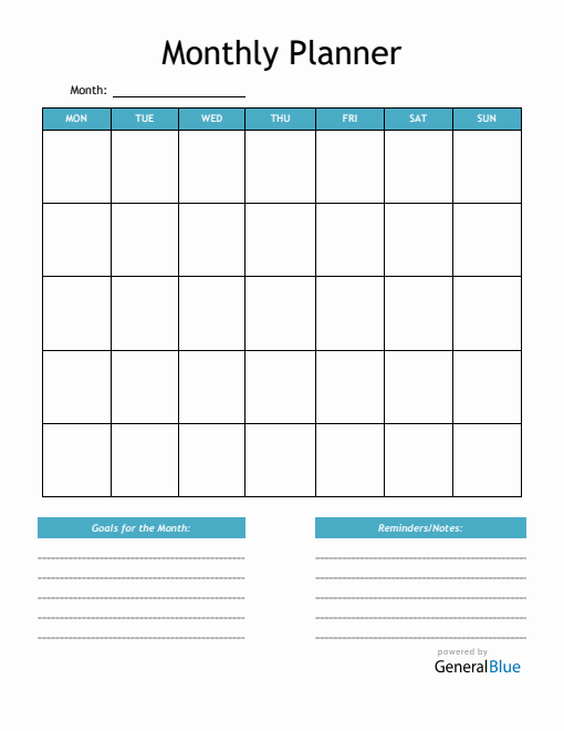 Monthly Planner in PDF