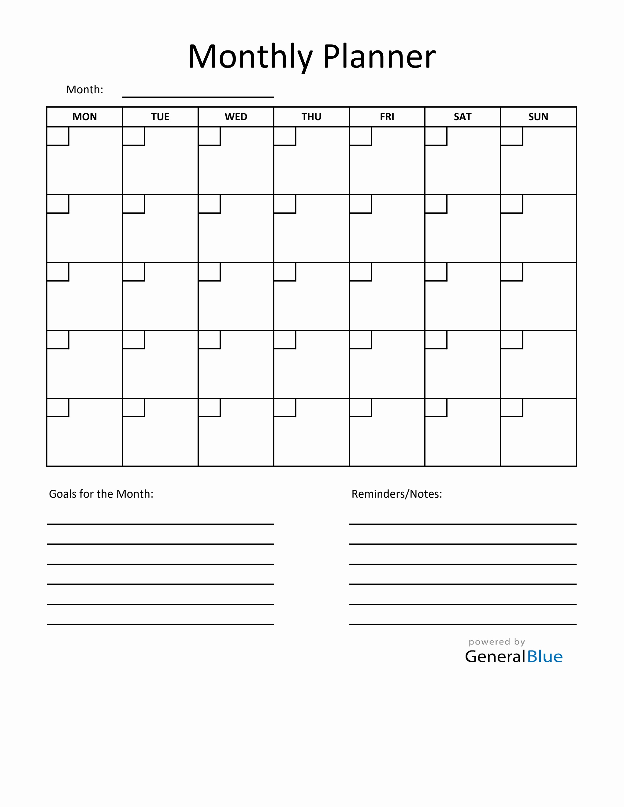 Monthly Planner in Excel
