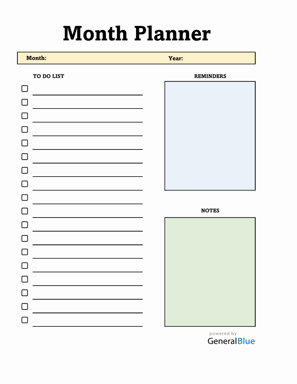 Simple Monthly Planner with To-Do List (Excel)