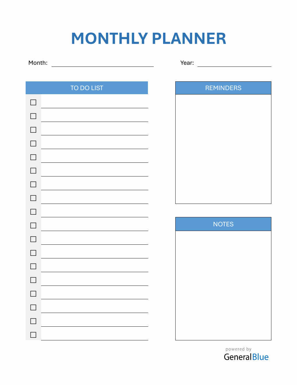 Downloadable Monthly Planner with To-Do List (Word)
