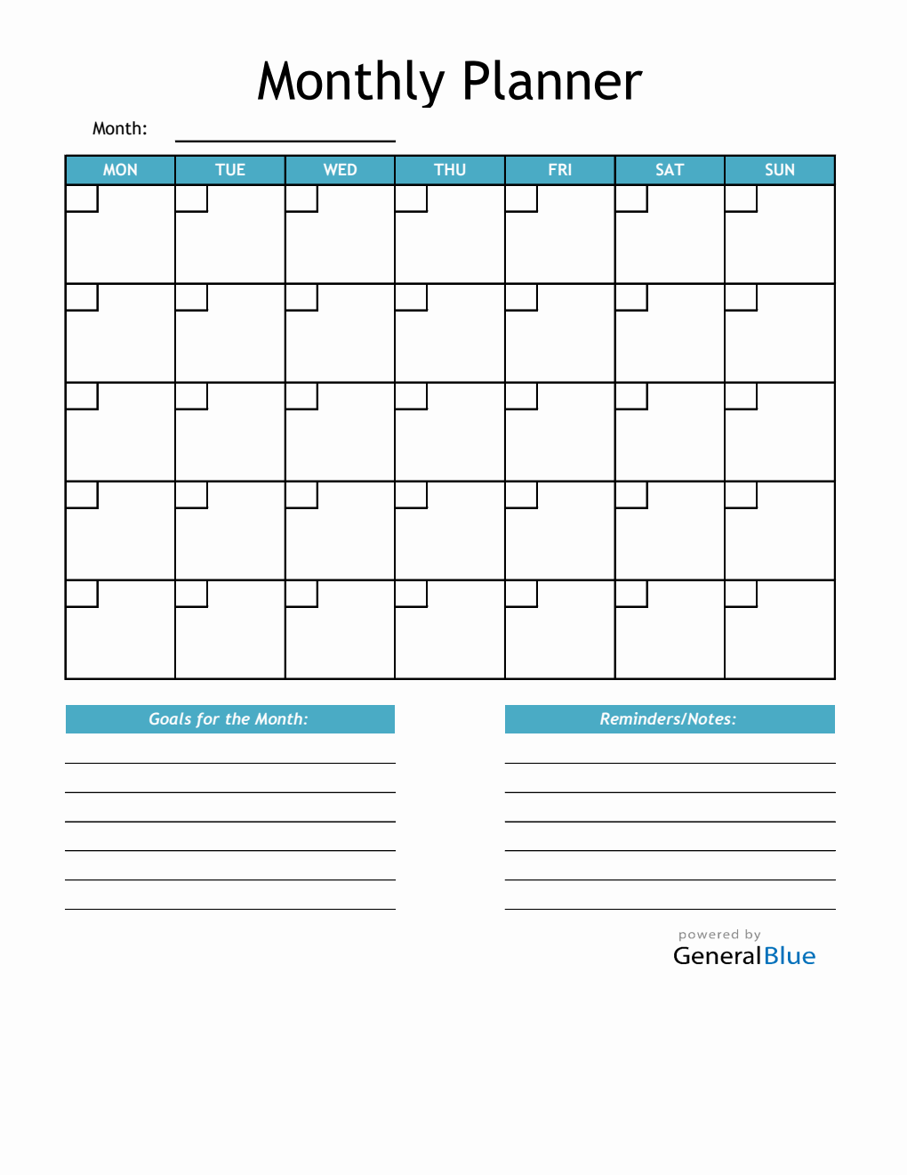 Monthly Planner in Excel