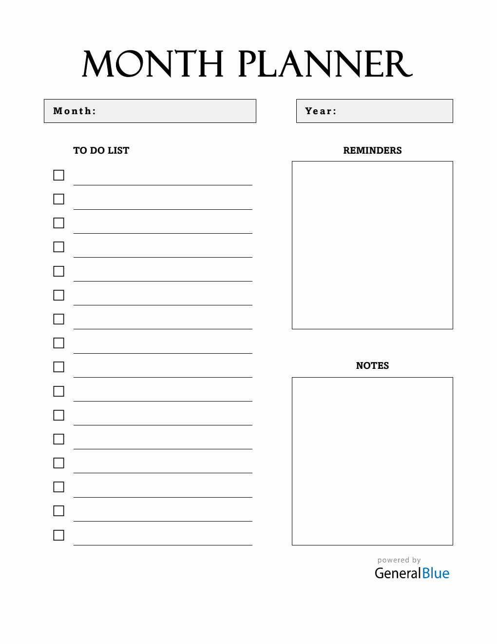  Monthly Planner with To-Do List (Word)