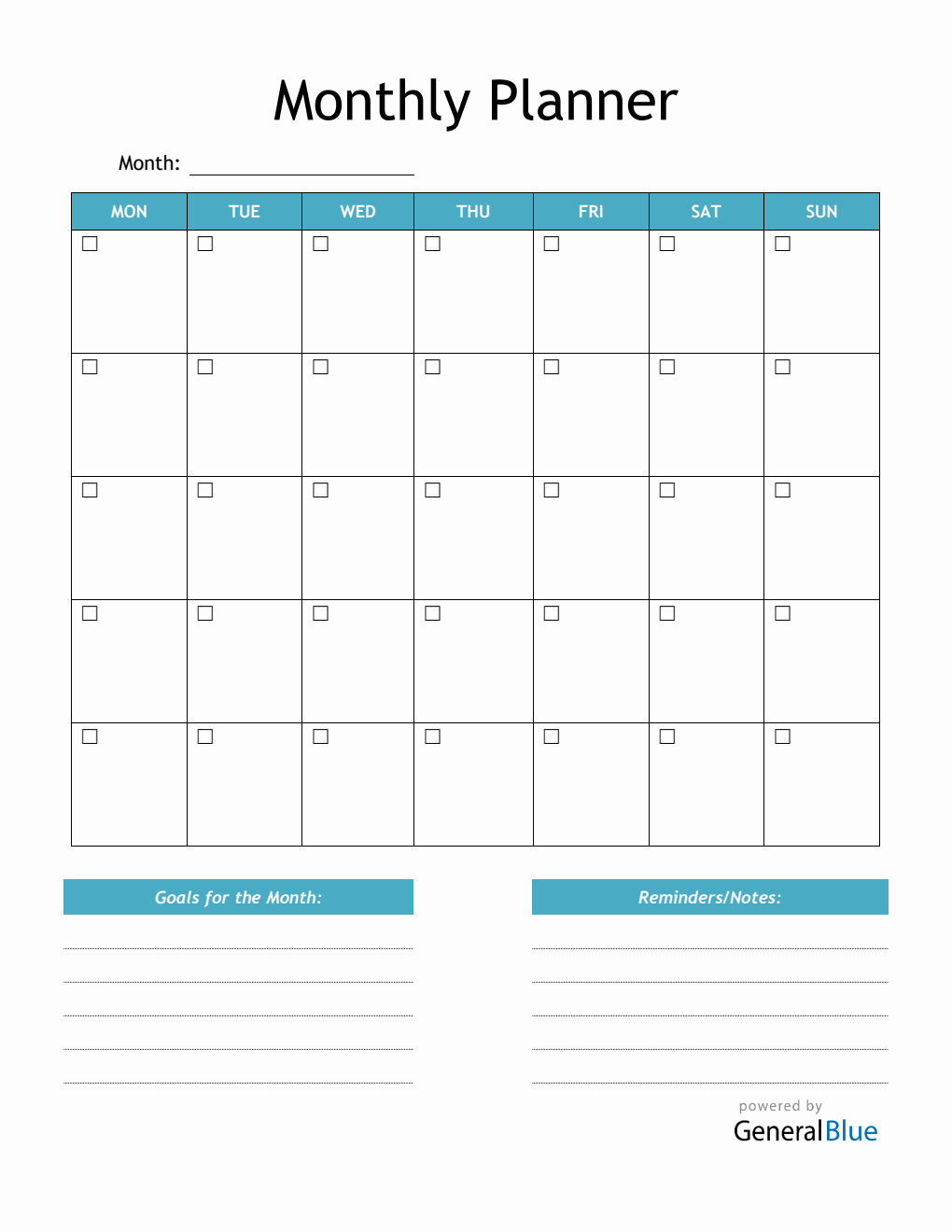 Monthly Planner in Word