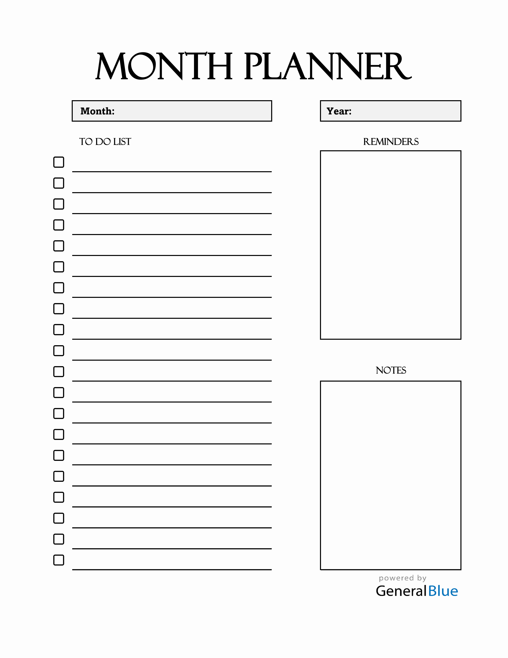 Free Monthly Planner with To-Do List (Excel)