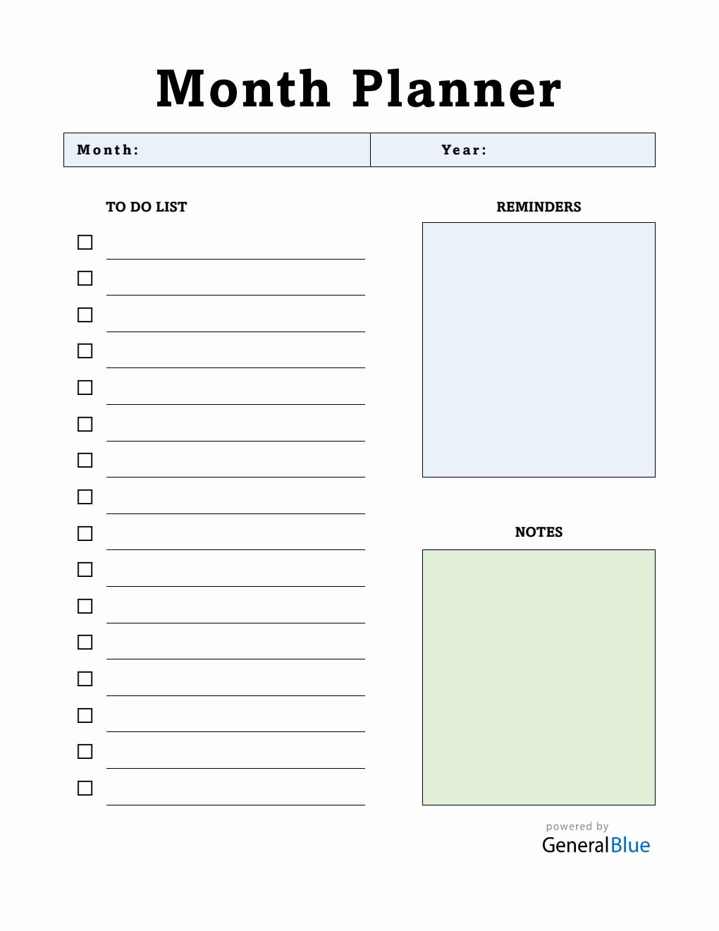 Simple Monthly Planner with To-Do List (Word)