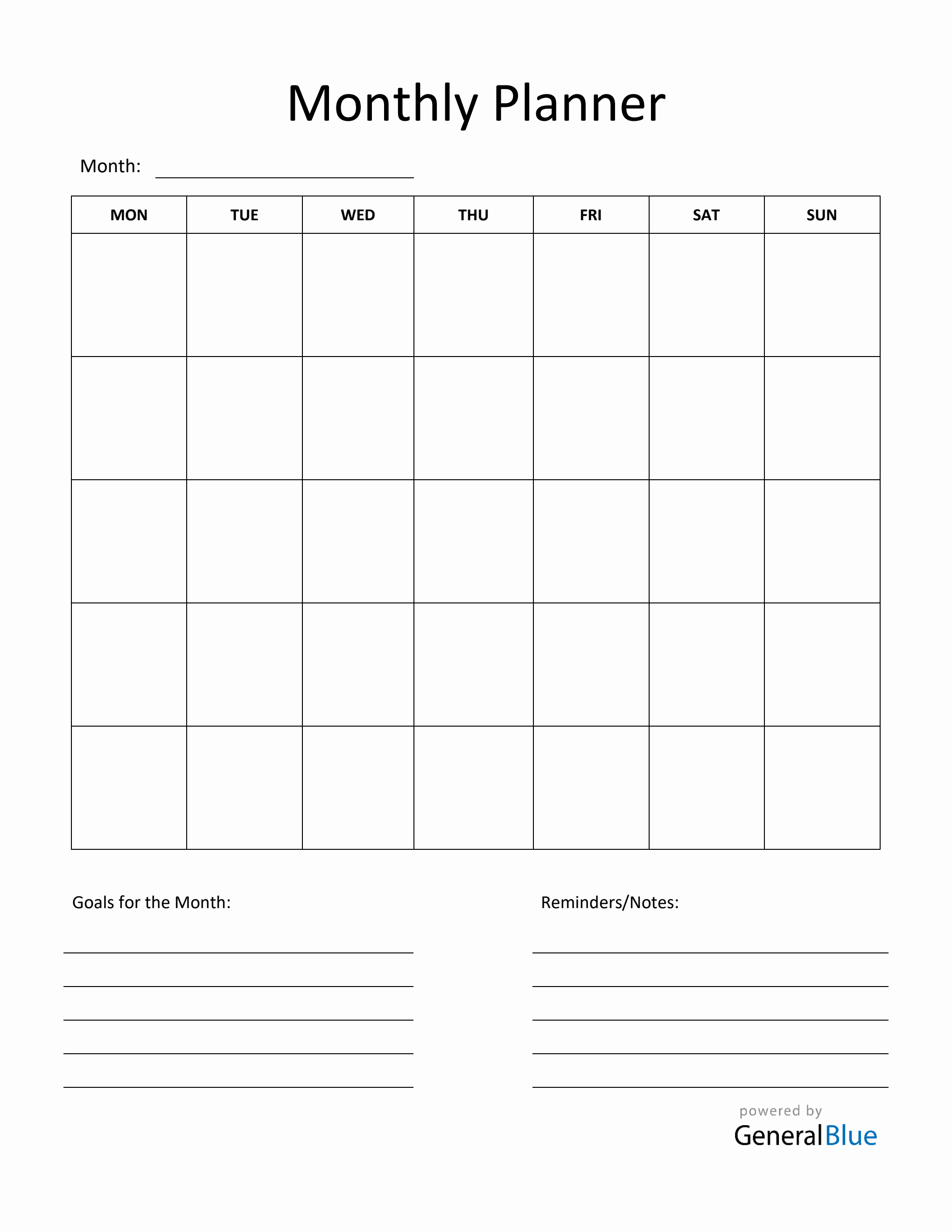 Monthly Planner In PDF Monthly Planner In PDF