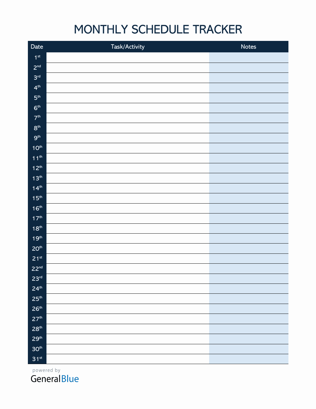 Free PDF Monthly Schedule Templates