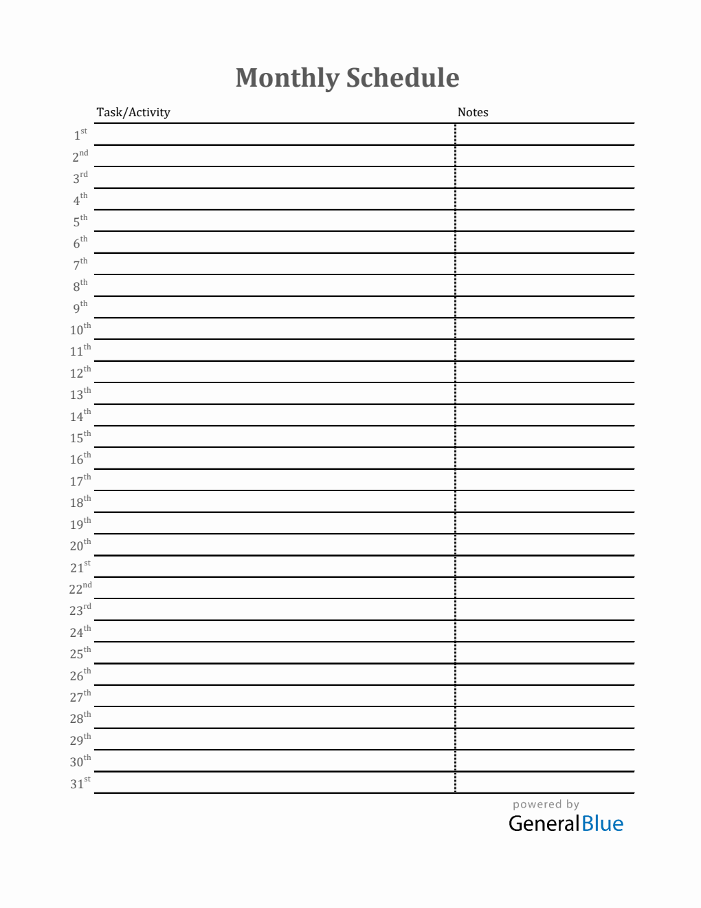 Free Excel Monthly Schedule Templates