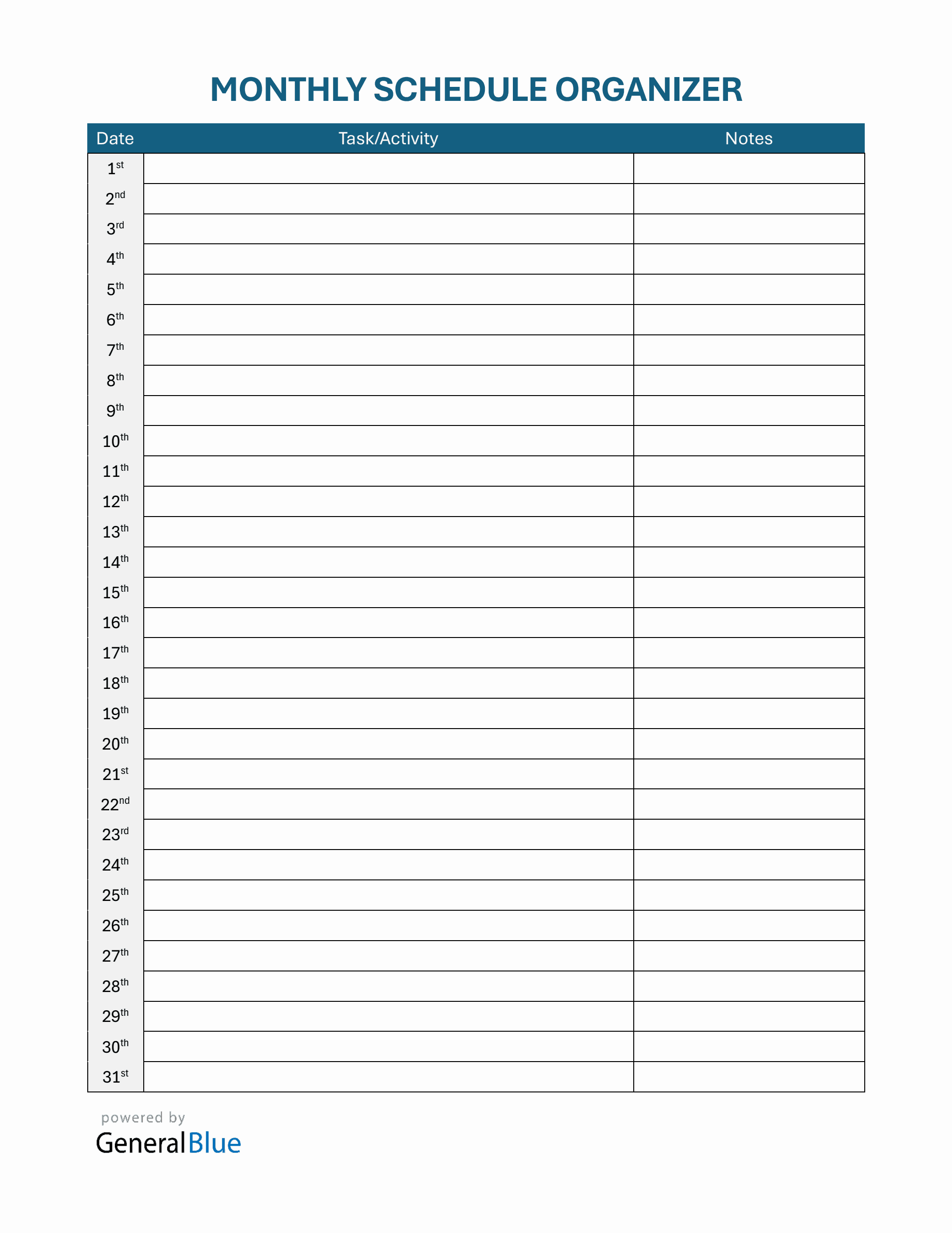 Free Simple Monthly Schedule Template | Word