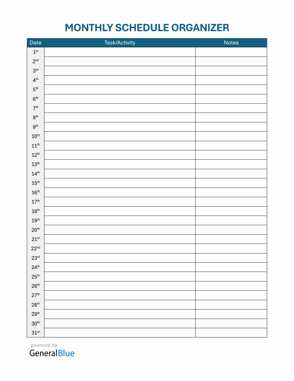 Free Simple Monthly Schedule Template in Word