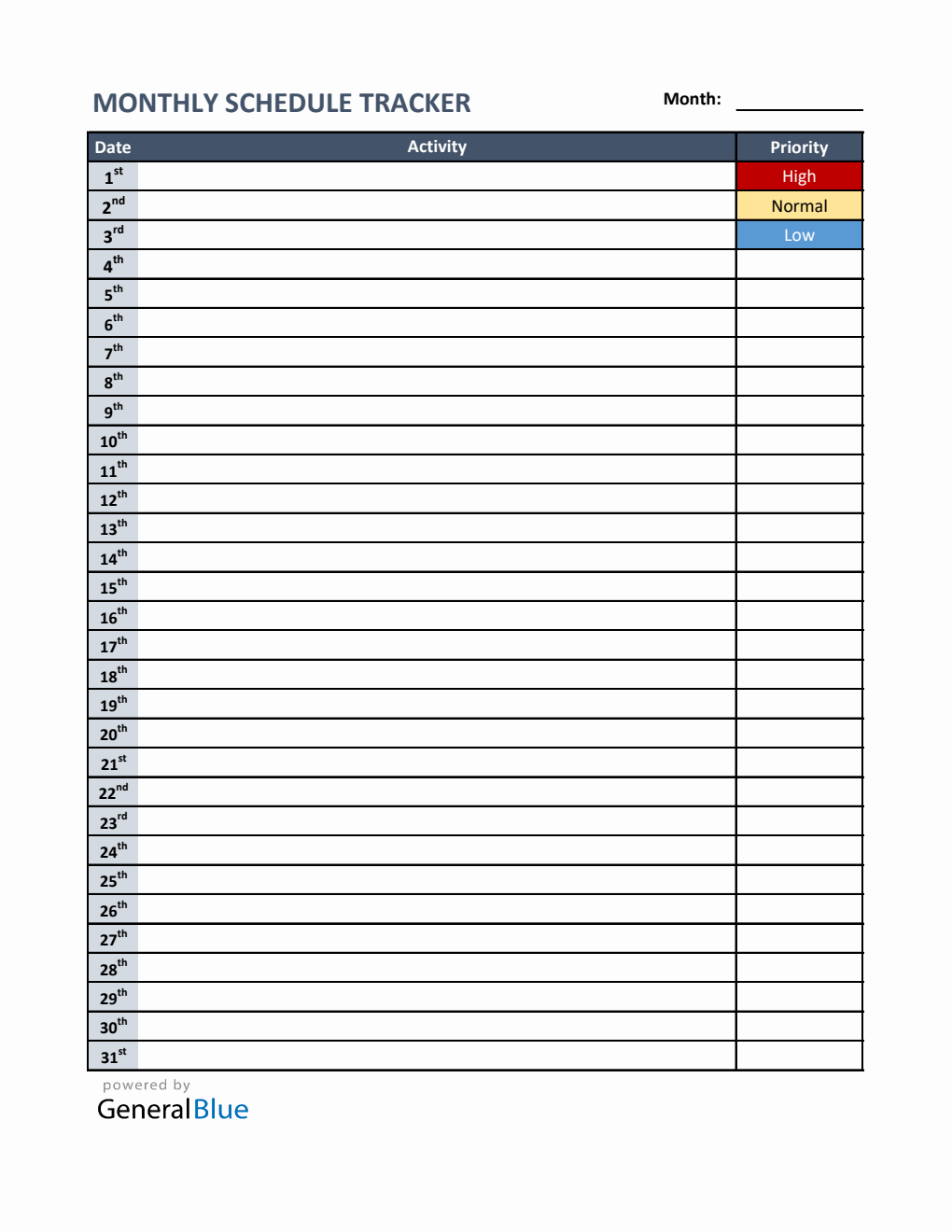 Monthly Schedule Templates