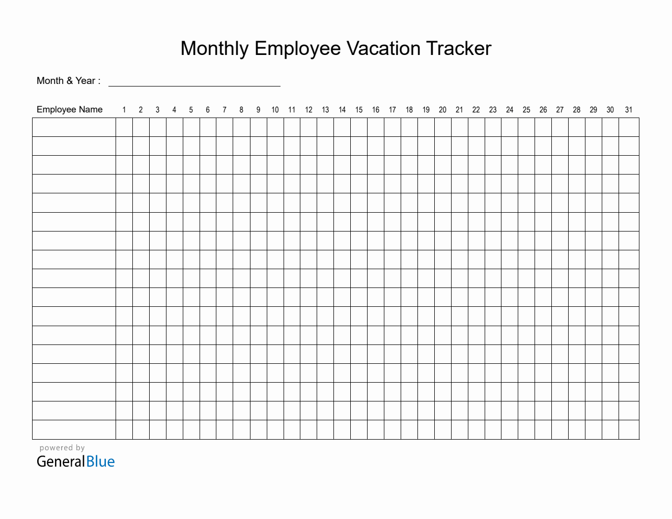 Printable Monthly Vacation Planner Template (Word)