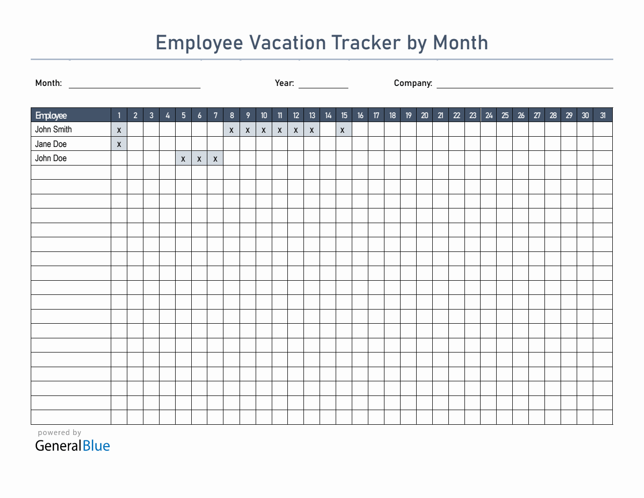 Monthly Vacation Planner Template (Word)