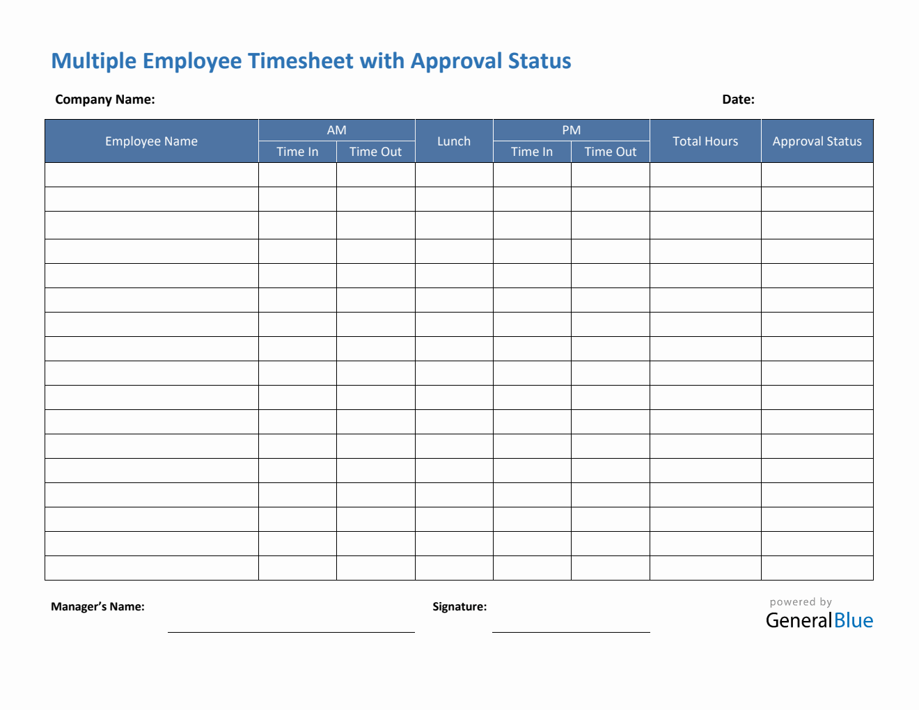 Multiple Employee Timesheet With Approval Status in Word