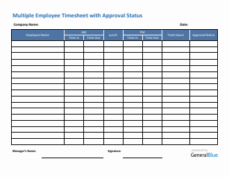 Multiple Employee Timesheet With Approval Status in Word