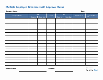 Printable Employee Timesheet With Signature in PDF