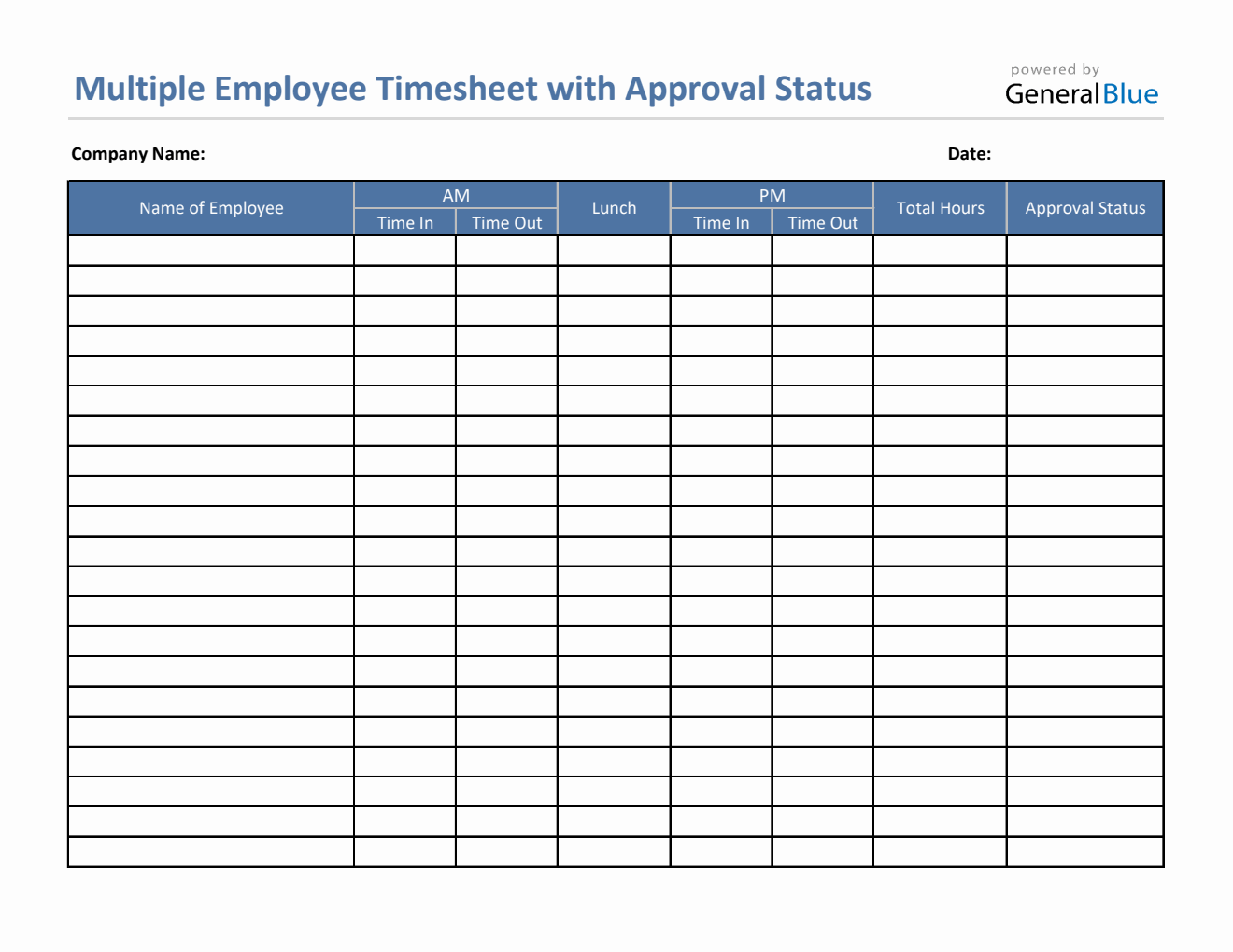 Multiple Employee Timesheet With Approval Status in Excel