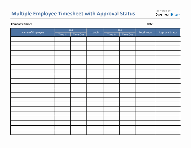 Multiple Employee Timesheet With Approval Status in Excel