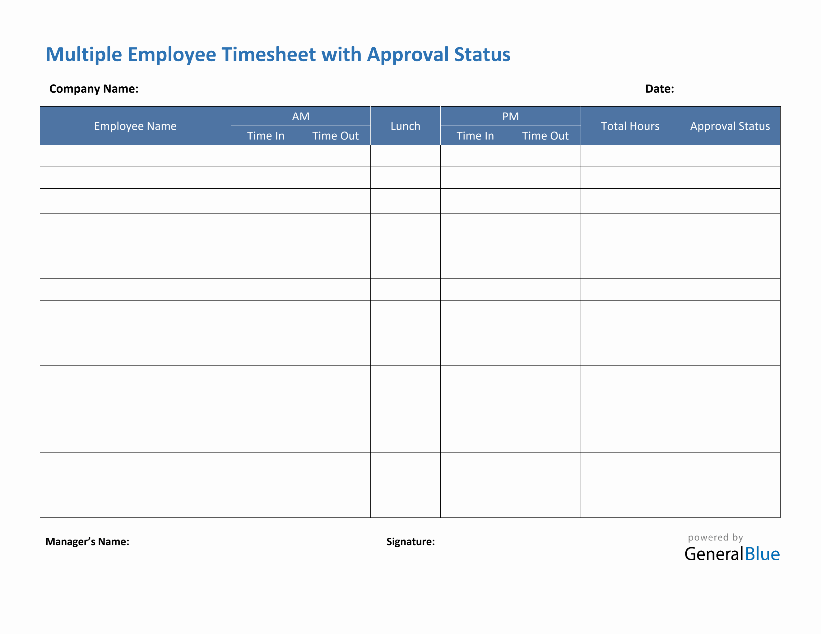Multiple Employee Timesheet With Approval Status in PDF