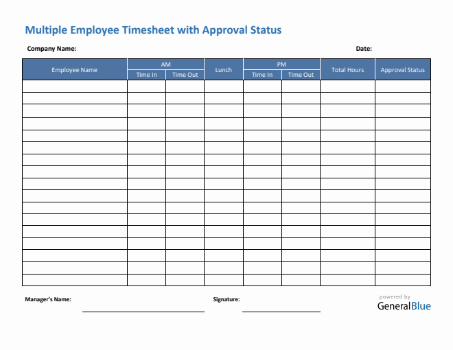 Multiple Employee Timesheet Templates