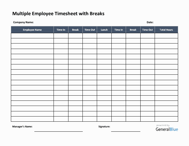 Multiple Employee Timesheet Templates
