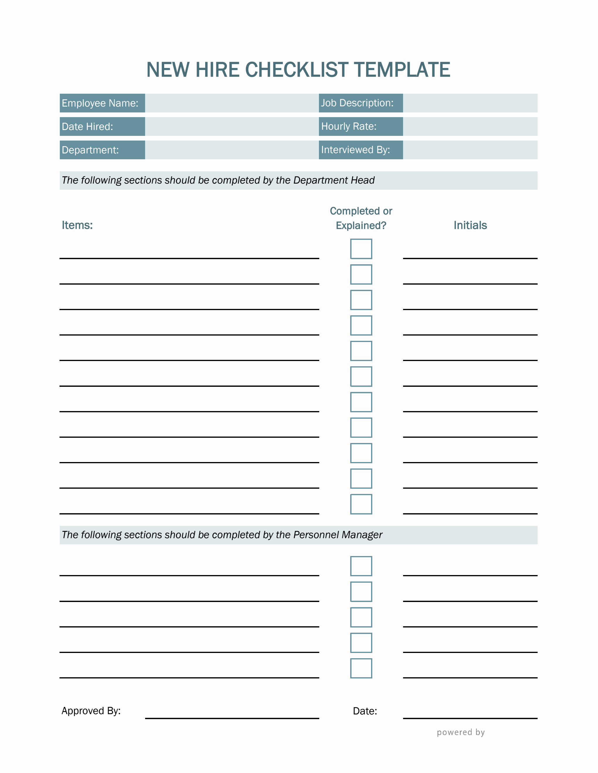 new hire checklist template in excel