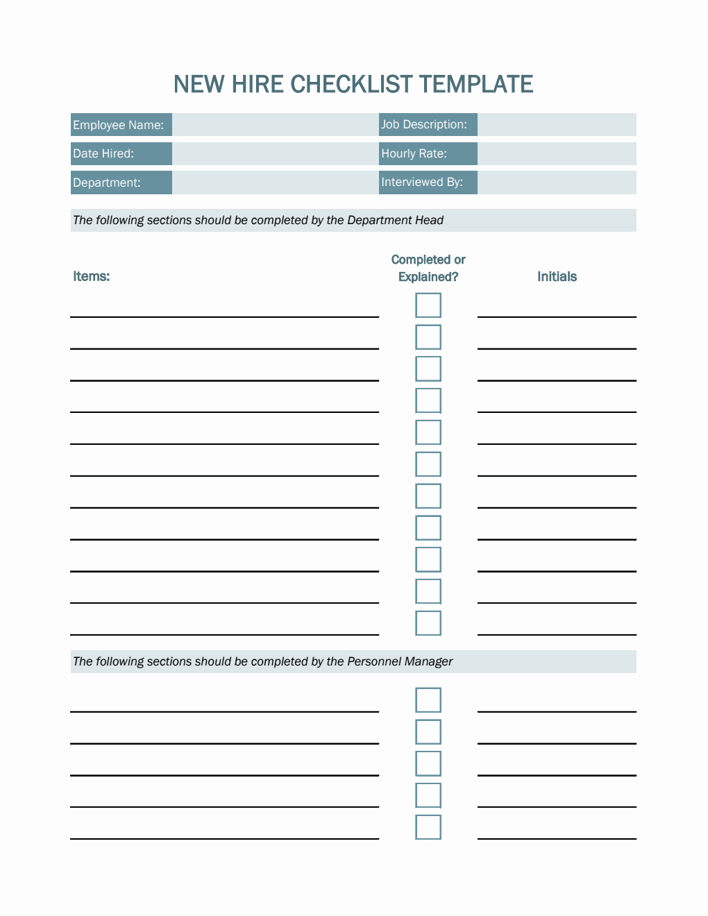 Free Excel New Hire Checklist Templates free-excel-new-hire-checklist-templates