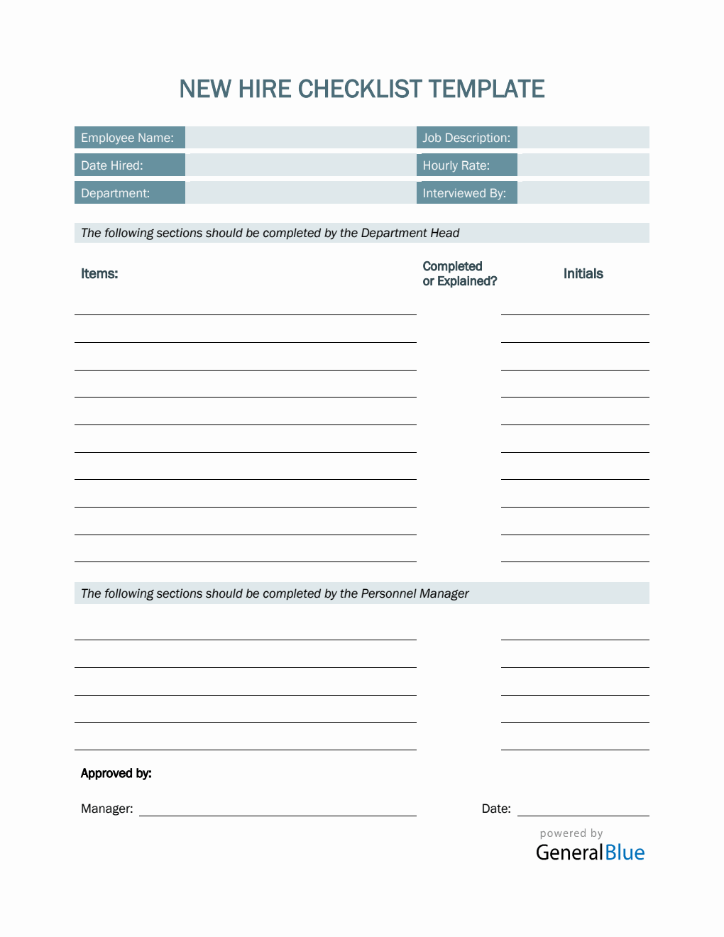 New Hire Checklist Template in PDF