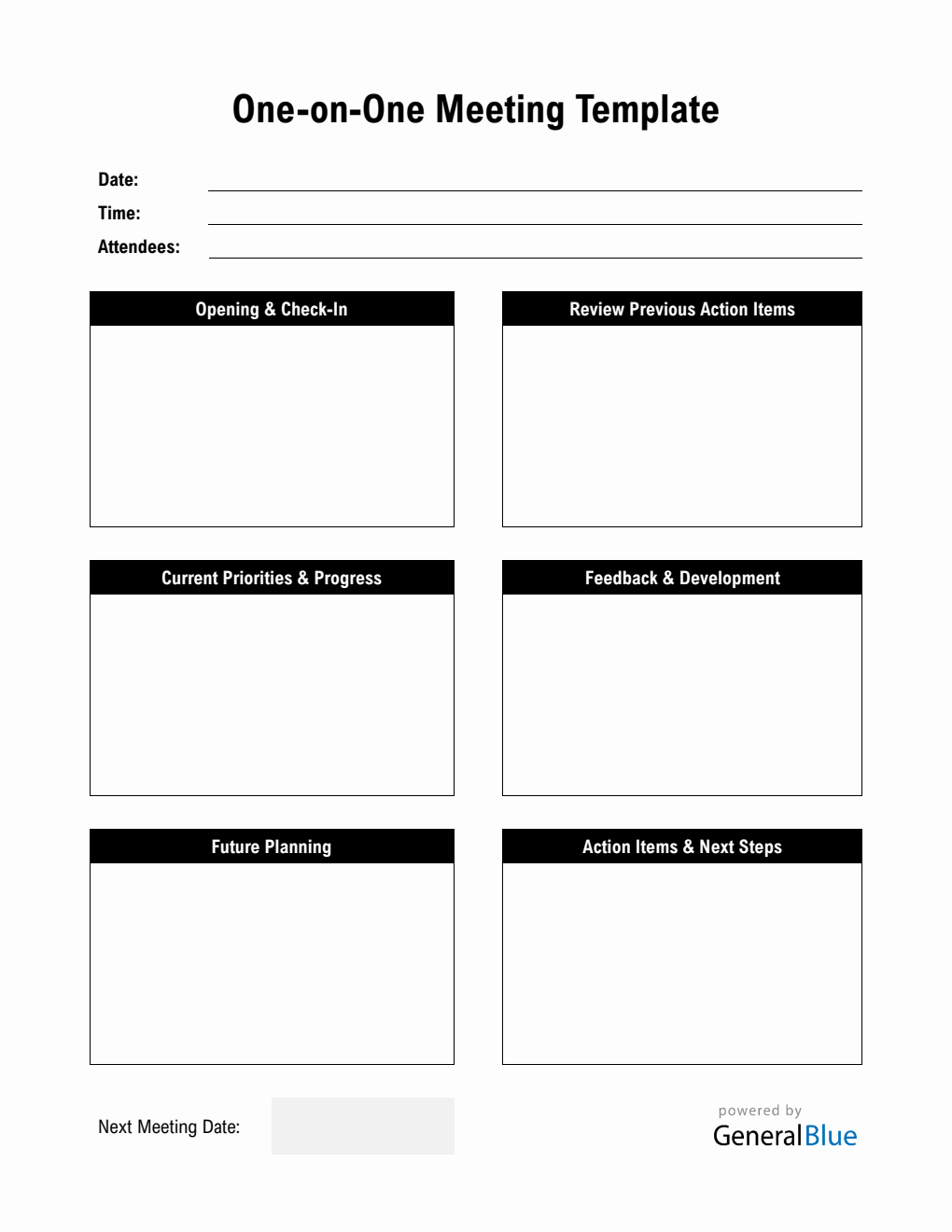OneonOne Meeting Template Word (Printable)