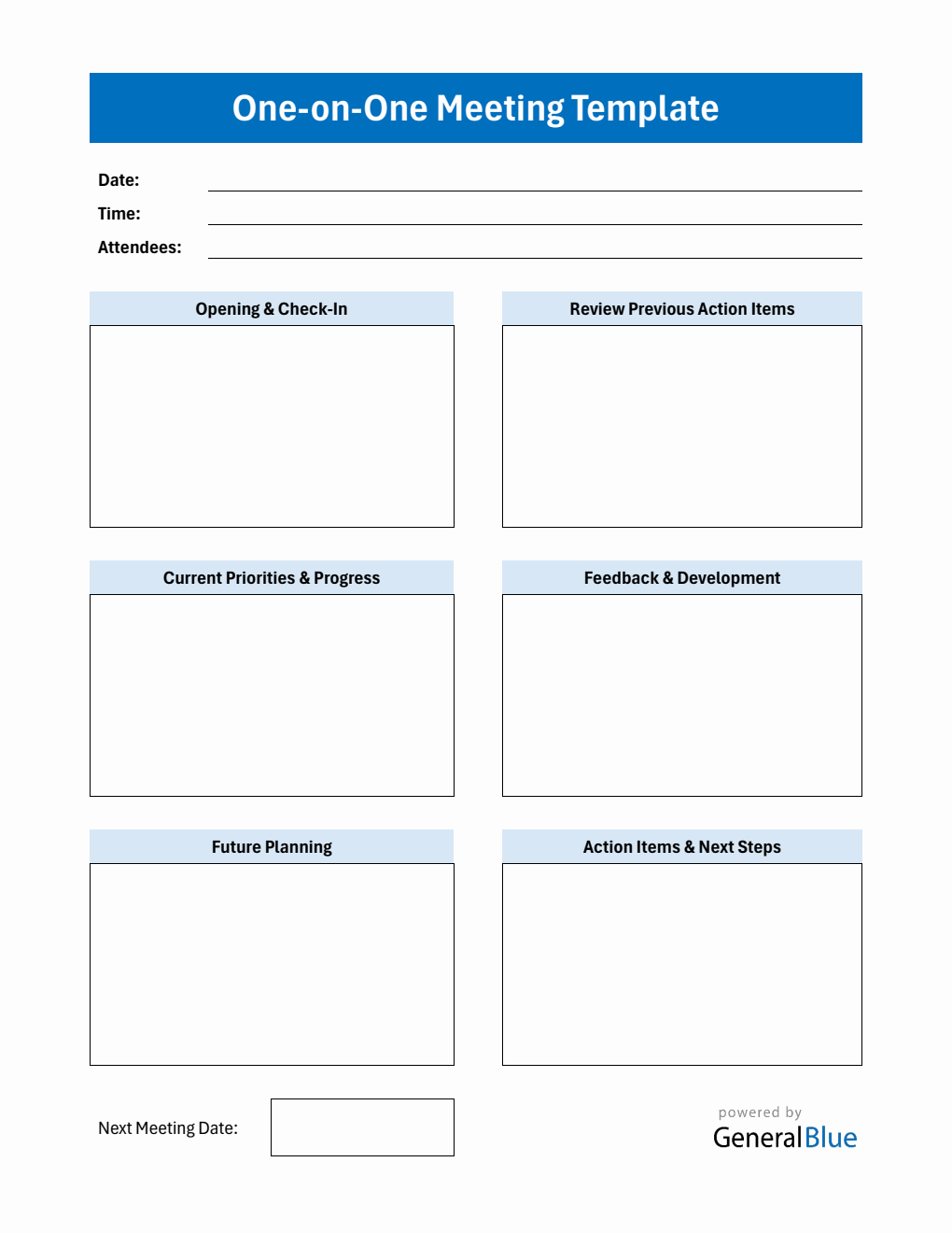 One To One Form Example Form One-on-One Meeting Template PDF (General)