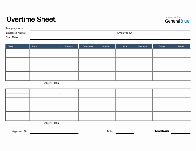 Overtime Sheet in Excel (Basic)