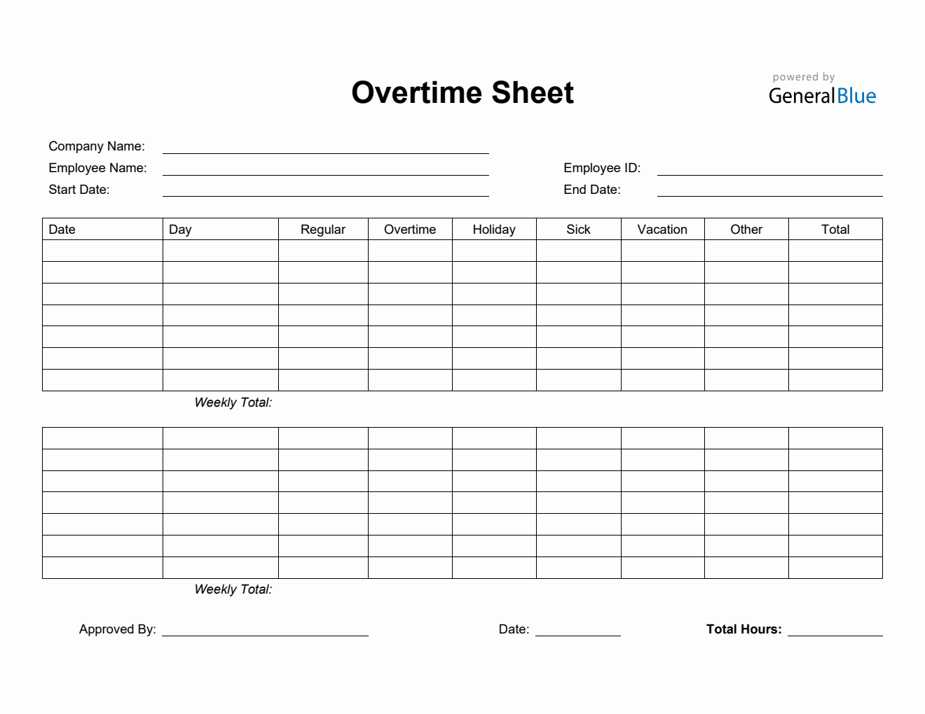 Overtime Sheet in Word (Simple)