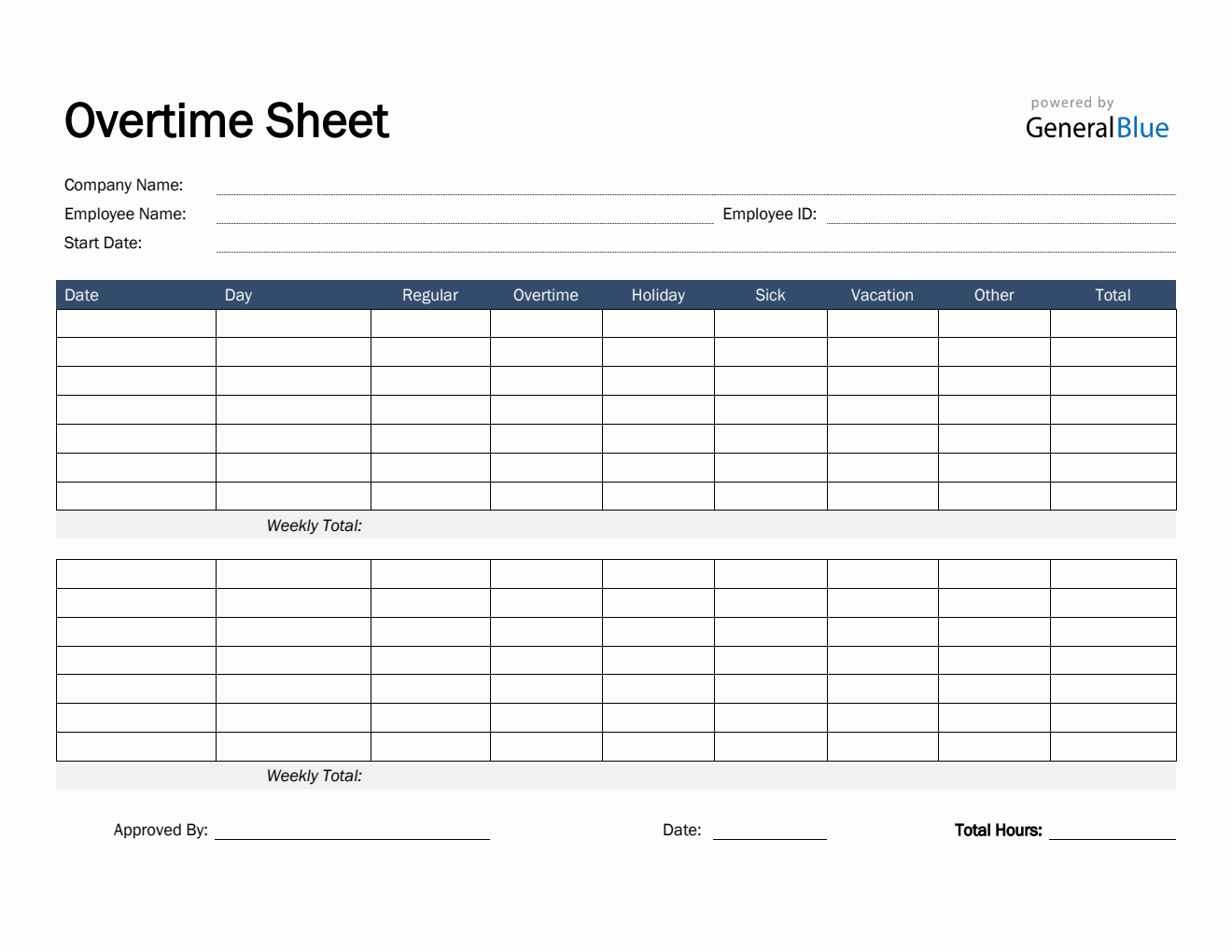 Overtime Sheet in Word (Basic)