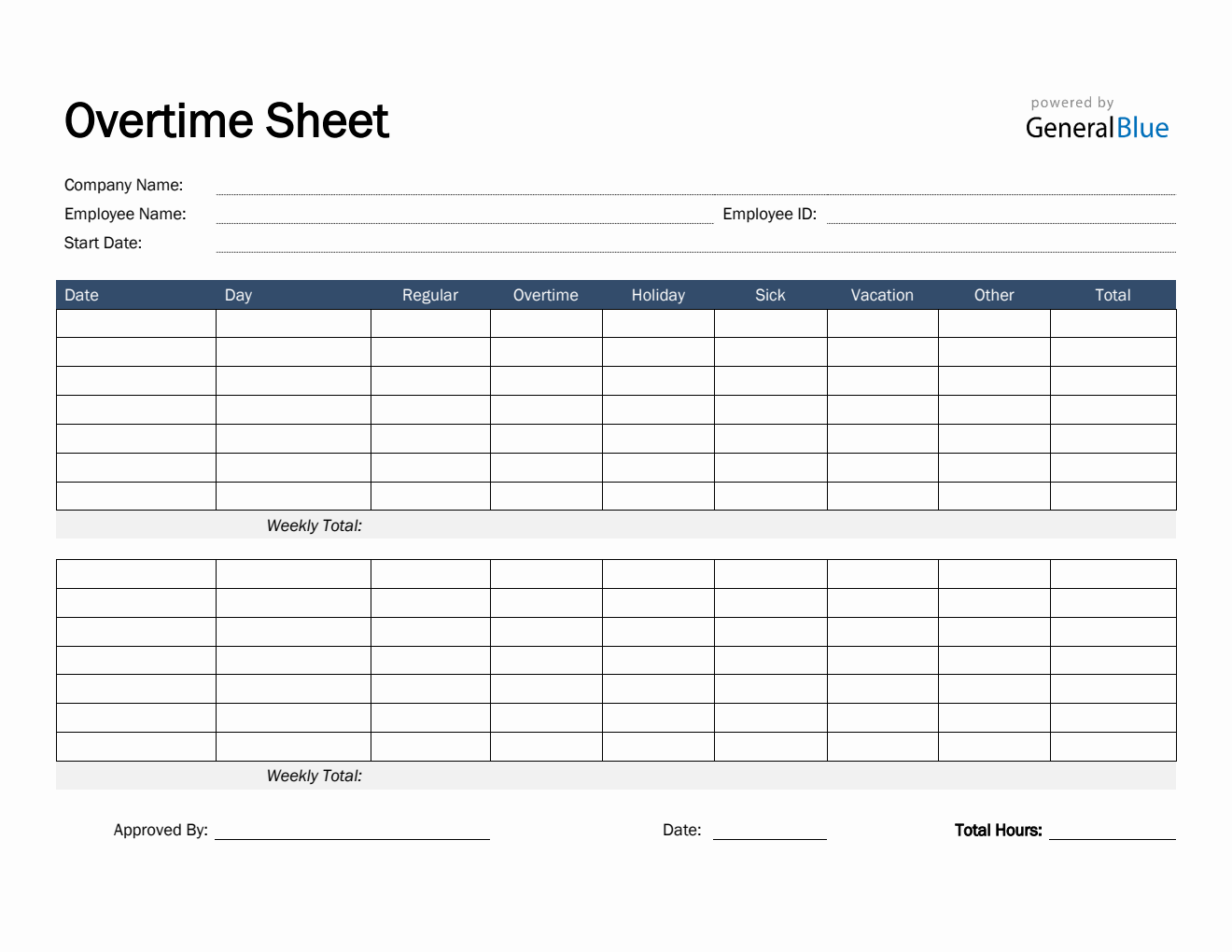 Free PDF Timesheet Templates