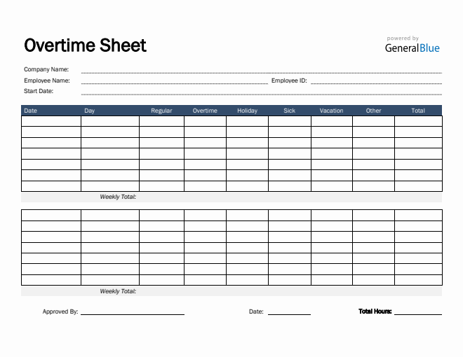 Overtime Sheet in PDF (Basic)