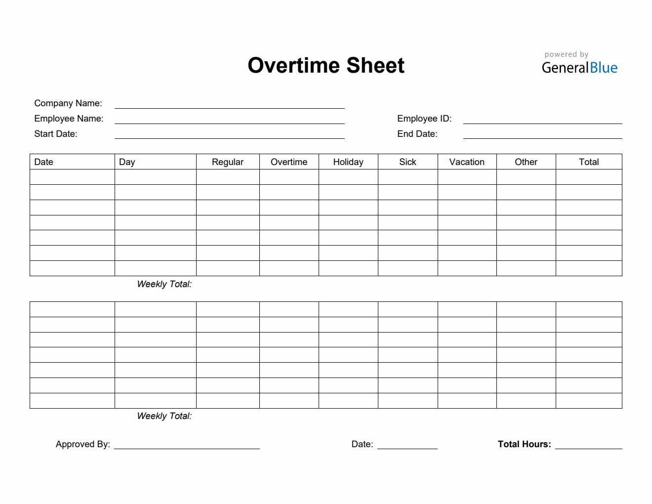 Free PDF Timesheet Templates
