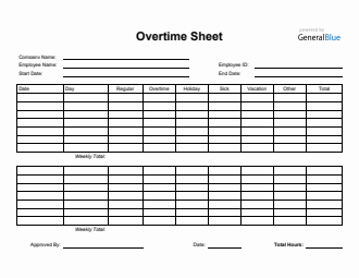 Overtime Sheet in PDF (Simple)