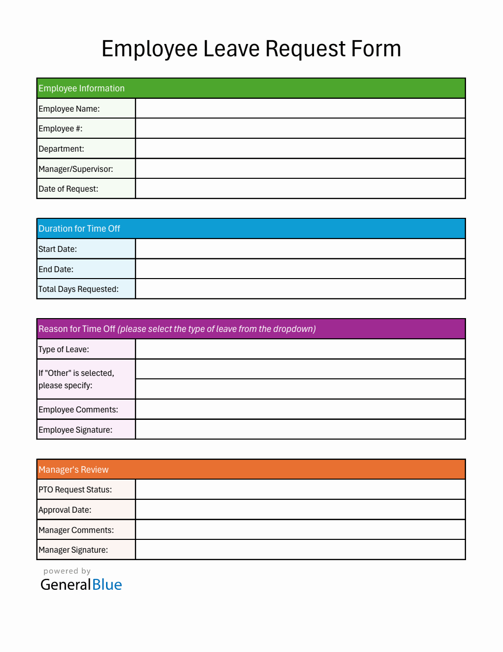 Free Modern Paid Time Off Request Form in Excel