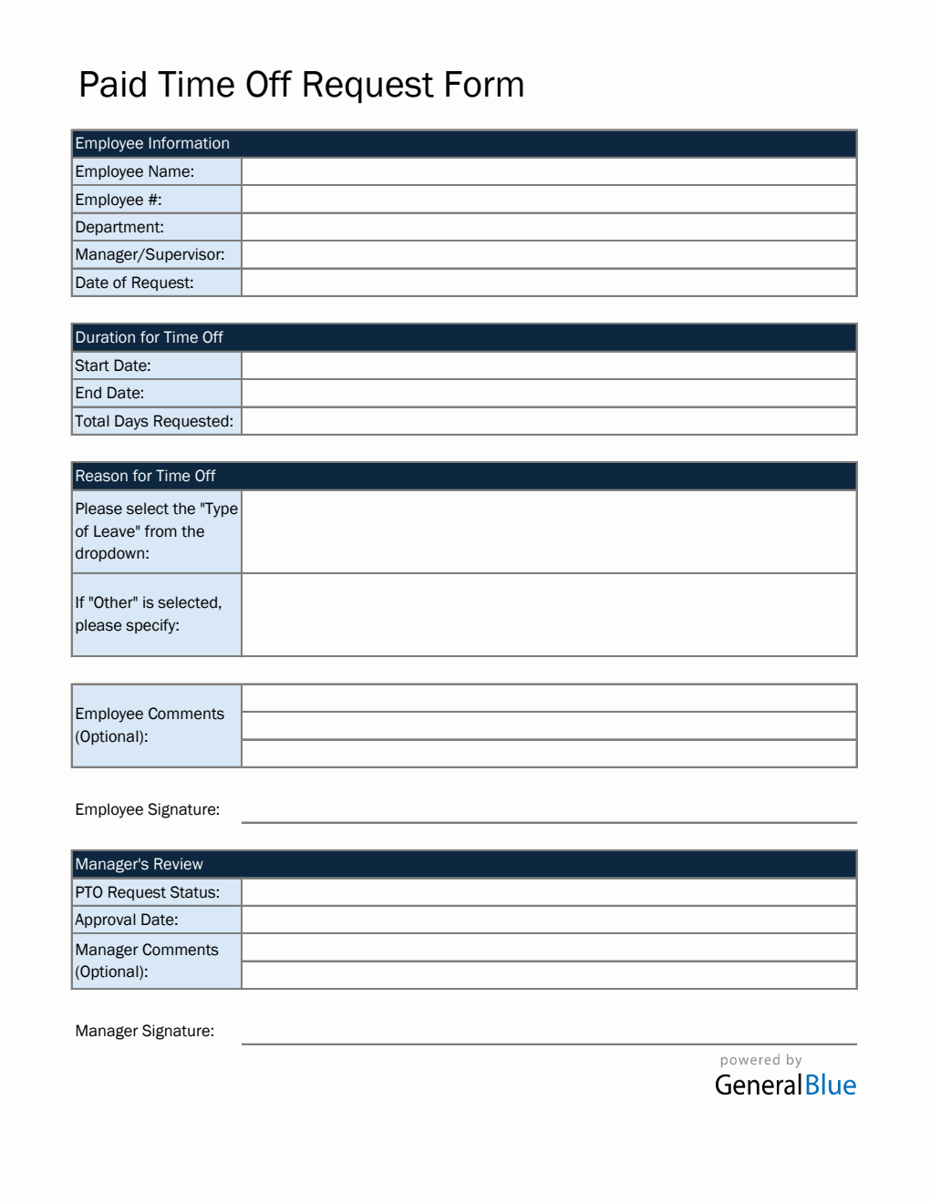 Pto Form Examples Free Simple Paid Time Off Request Form in Excel
