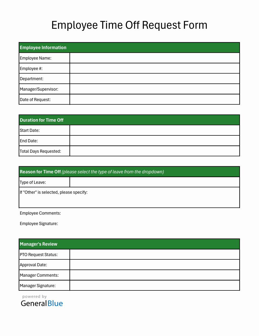 Free Excel Time Off Request Form Templates