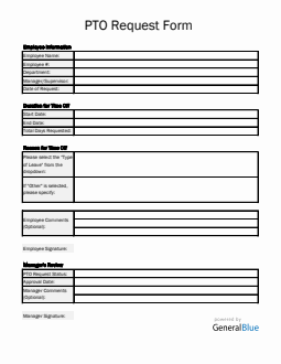 Customizable PTO Request Form in Excel Format